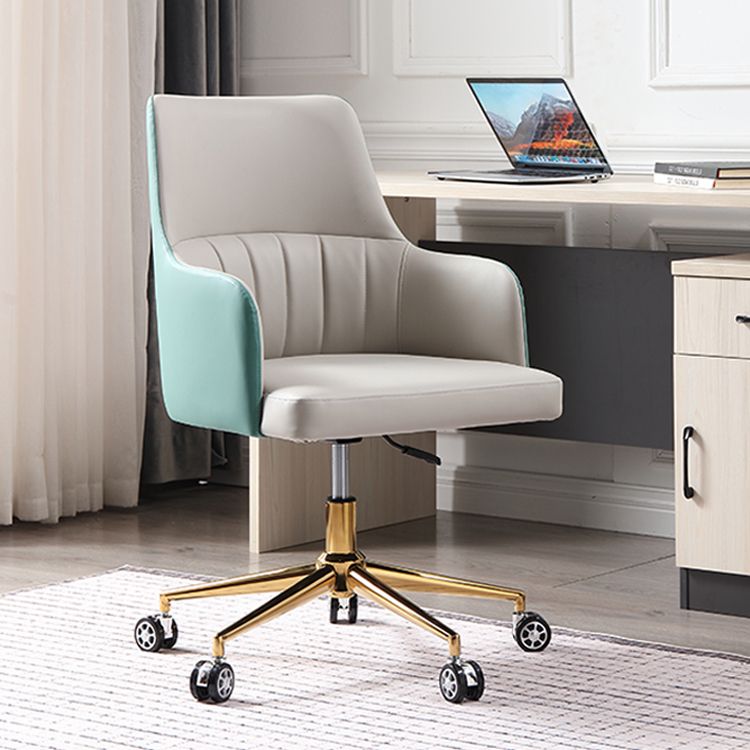 Modern Fixed Arms Desk Chair Adjustable Seat Height Office Chair with Wheels