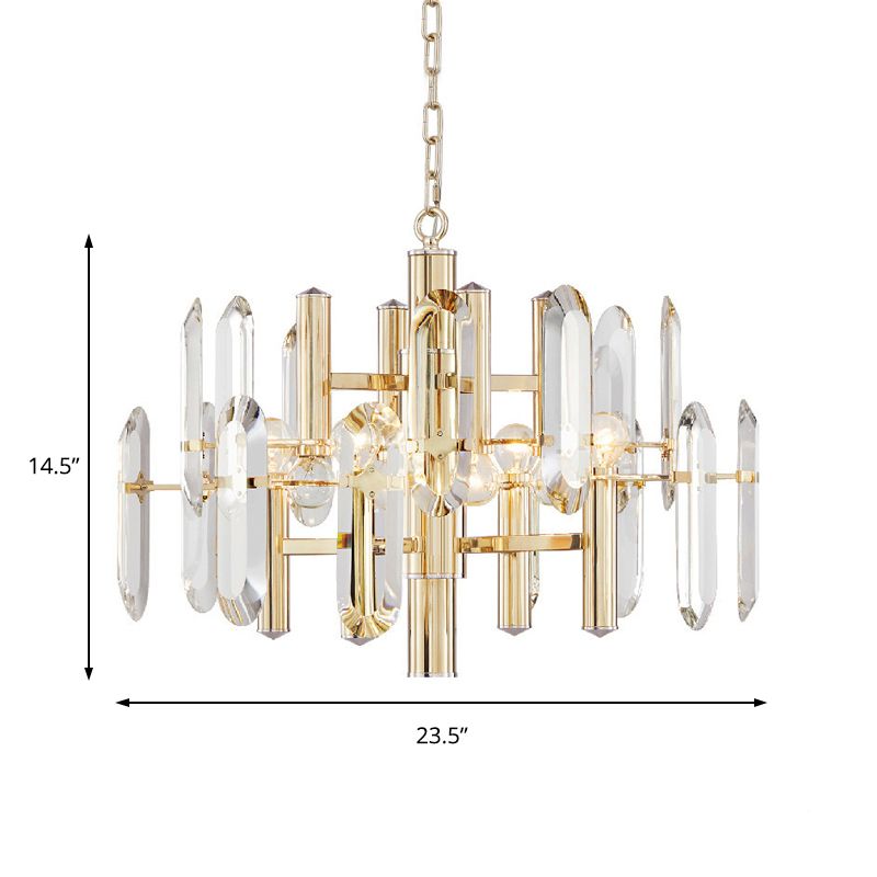 Metallrahmen Hanging Light Kit moderne 8/10 Lichter Gold Kronleuchterleuchte, 23,5 "/31,5" breit