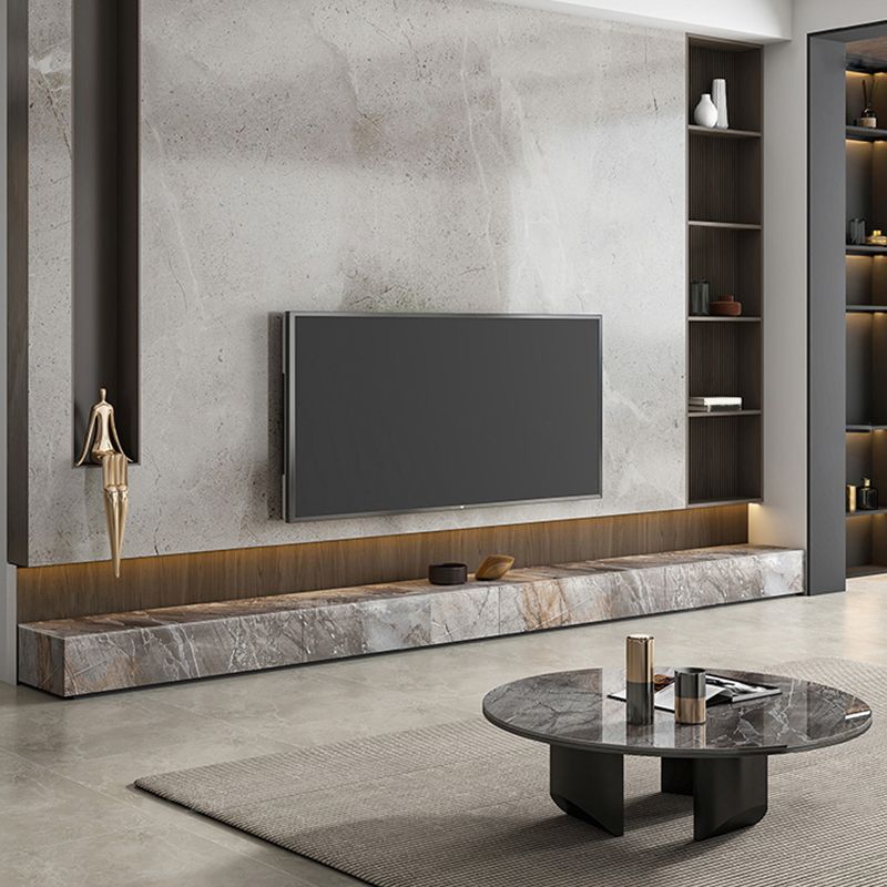 Brown Stone TV Stand Console Contemporary Media Console with Drawers