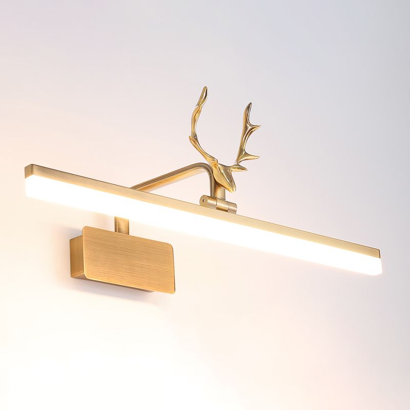 Metall -Waschtischlicht mit Geweih Mitte des Jahrhunderts moderne Wandmontage Licht in Gold