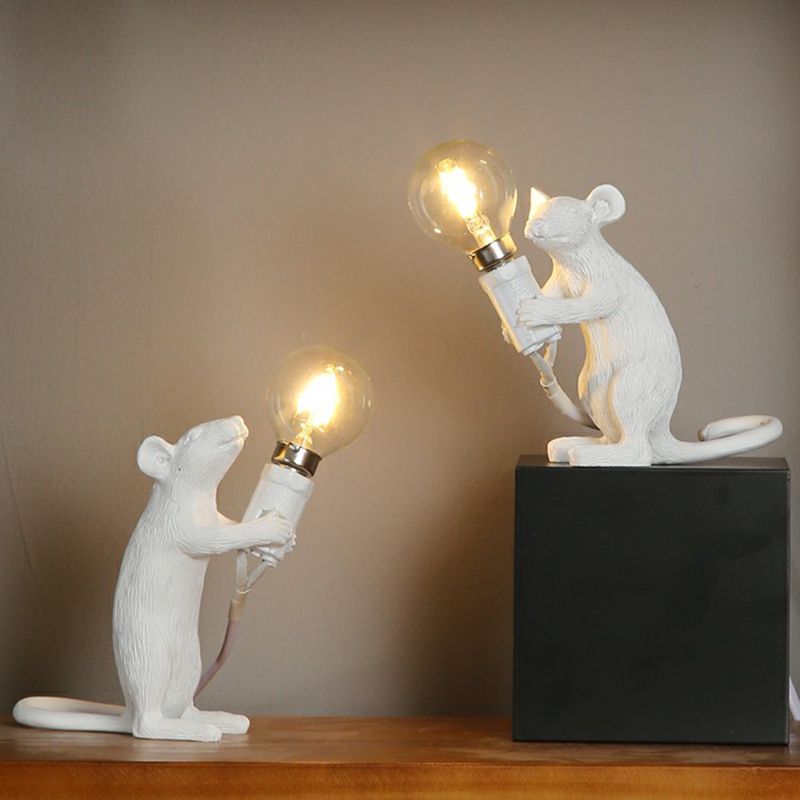 Kids Style Mouse Shaped Table Lamp Resin 1-Light Bedside Night Lighting for Decoration