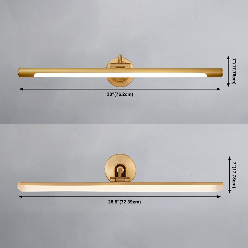 1-Light Linear Shade Wall Sconce Modern Simple Style Mirror Wall Lighting in Brass