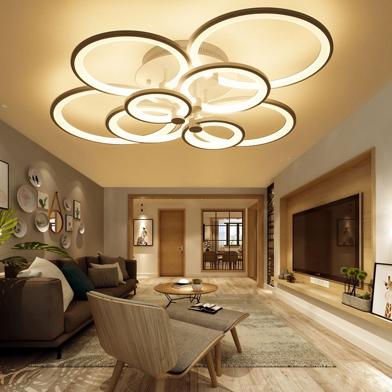 Circular Shade Acrylique LED Semi Flush Mount Light Modern Indoor plafond