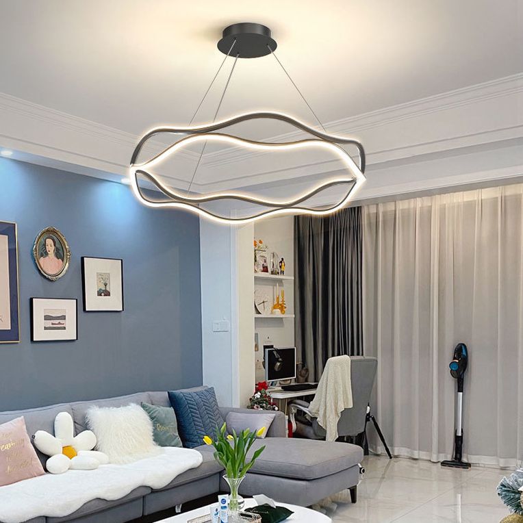 Waving Living Room Chandelier Lamp Metal Simplicity Style Chandelier Lighting Fixture