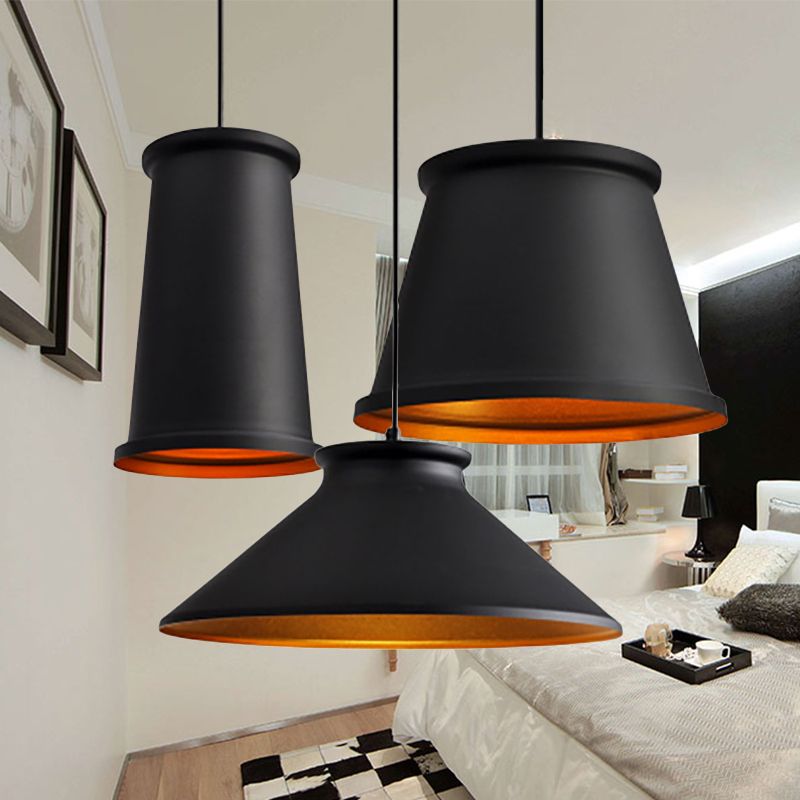 Black/White Tapered Hanging Lighting Single Light Modern Metal Ceiling Pendant for Dining Room