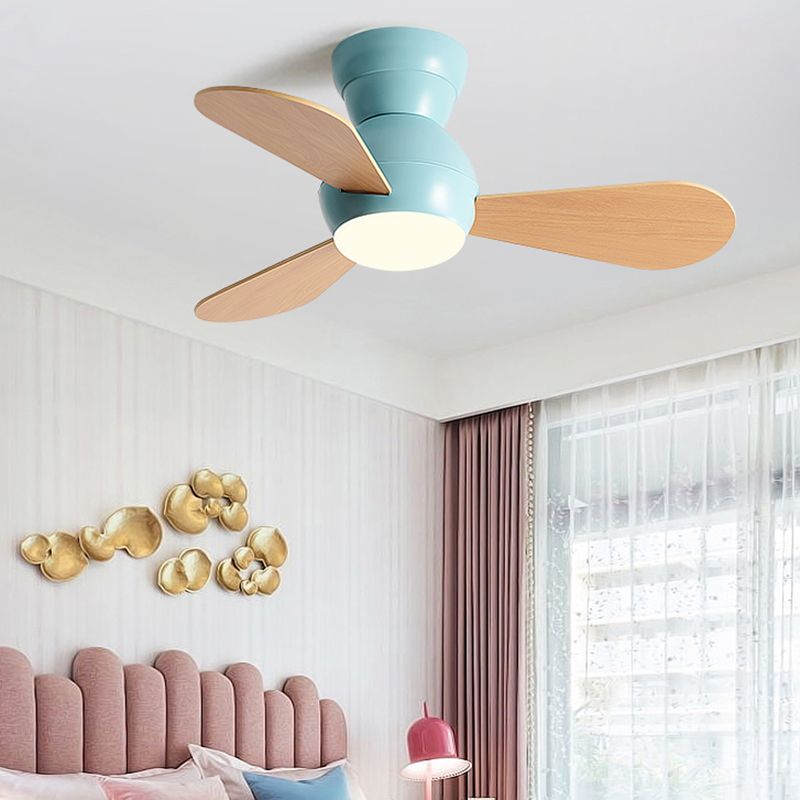 Kids Style Spherical LED Fan Light Frequency Conversion Bedroom Semi Flush Ceiling Light