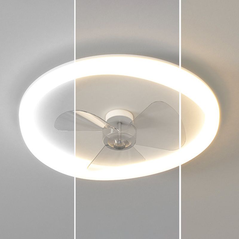 3-Blade Contemporary Ceiling Fan White LED Fan with Light for Room