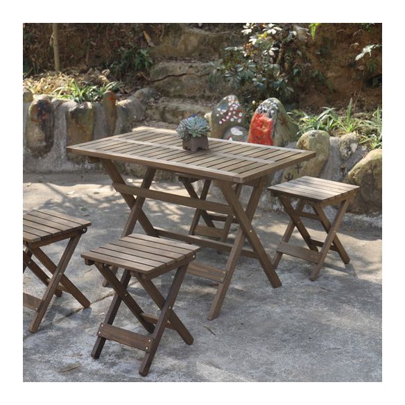 Solid Wood Brown Patio Table Folding Contemporary Camping Table