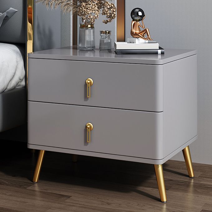 Modern Accent Table Nightstand 2 Drawers Wood Night Table for Bedroom