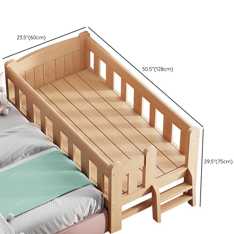 Contemporary Solid Wood Baby Crib with Guardrail Wood Crib in Natural