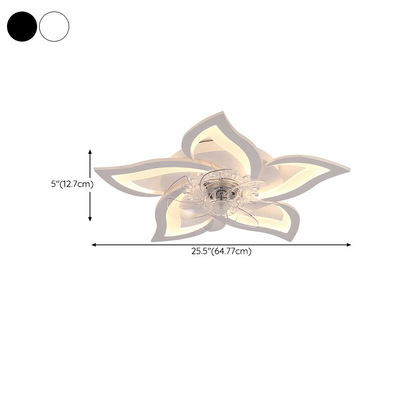 Metal Flower Shape Ceiling Fan Modern Style 5 Lights Ceiling Fans Fixtures