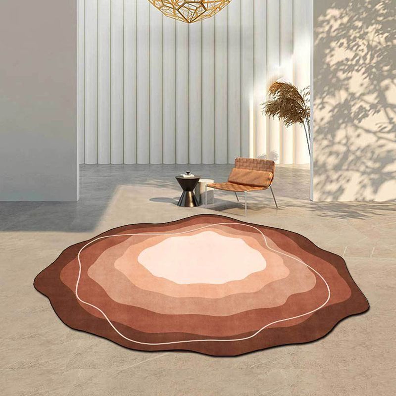 Brown Modern Carpet Tie-Dye Pattern Polyester Area Rug Stain Resistant Rug for Living Room