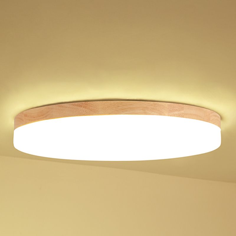 Geometry Shape LED Ceiling Lamp Modern Simple Style Wood 1 Light Flush Mount for Bedroom Study