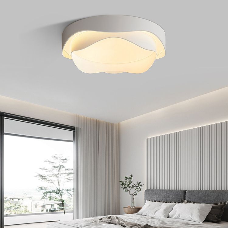 LED Modern Metal Flush Mount Flower Shape Ceiling Light with Acrylic Shade for Living Room