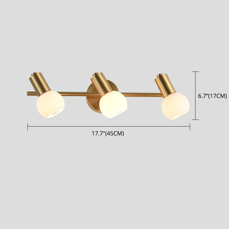 Ideas de iluminación de tocador de latón nórdico lámpara de tocador de sombra de vidrio esmerilado para el baño