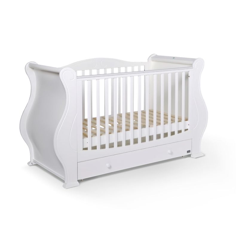 Rectangle Solid Wood Crib Traditional 3-In-1 Convertible Crib with Drawer