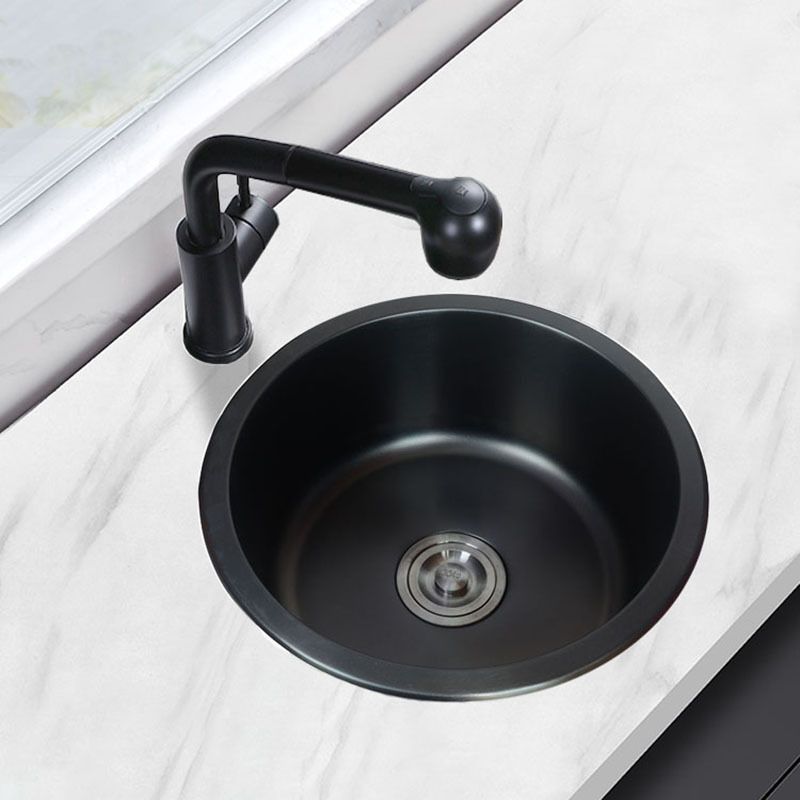 Contemporary Style Kitchen Sink Stainless Steel Round Drop-In Kitchen Sink