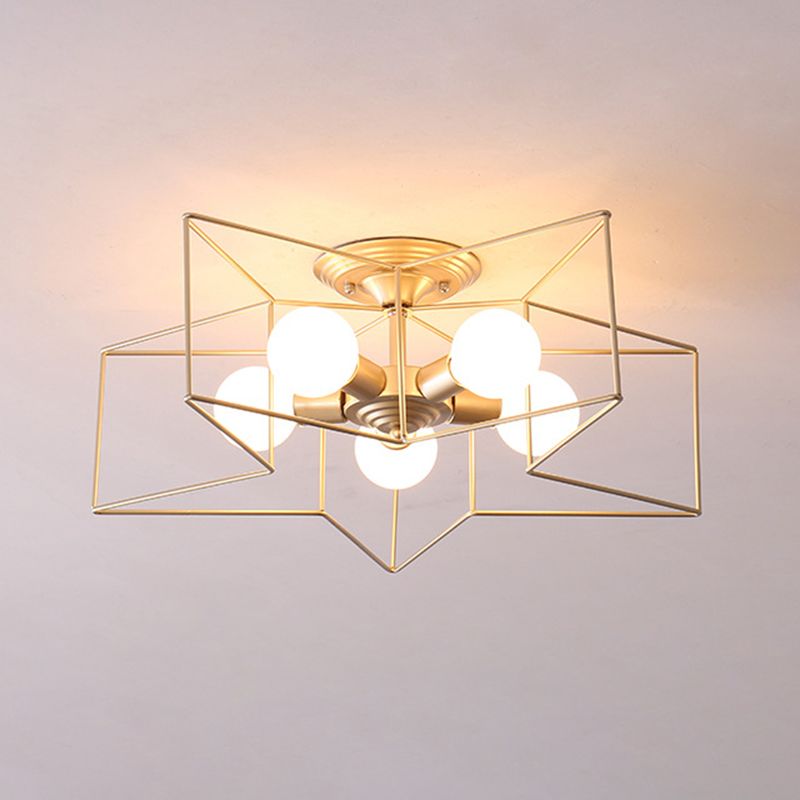 Modern Star Shape Flush Mount Light Fixtures 5 Light Flush Mount Ceiling Light