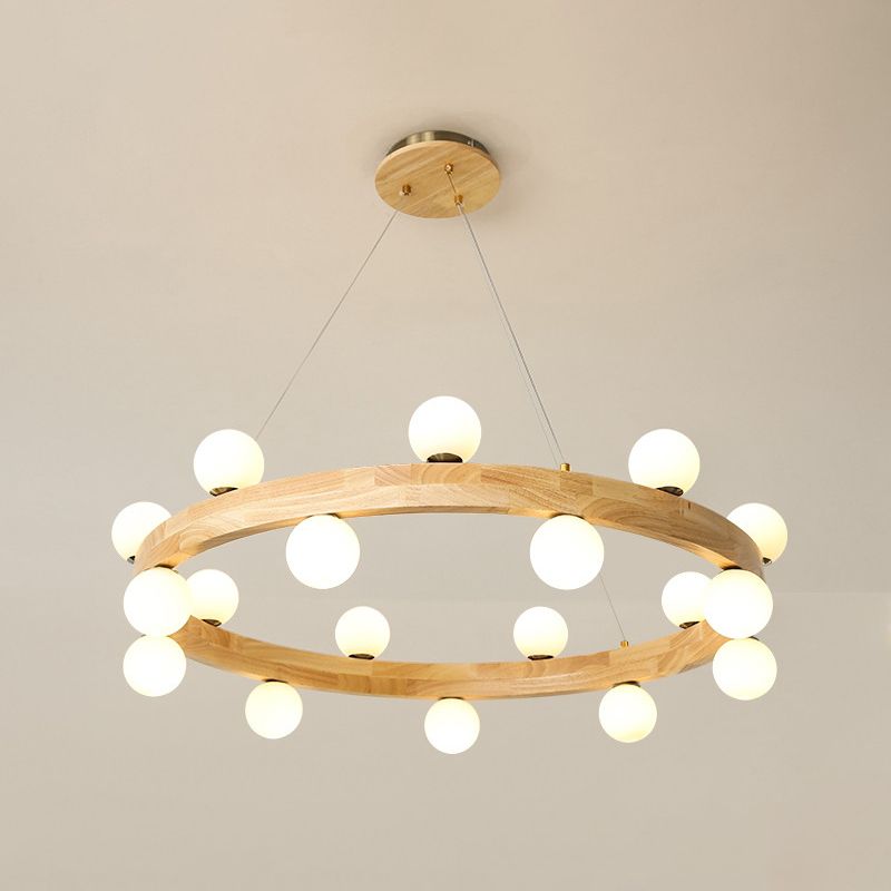 Lustre circulaire en bois