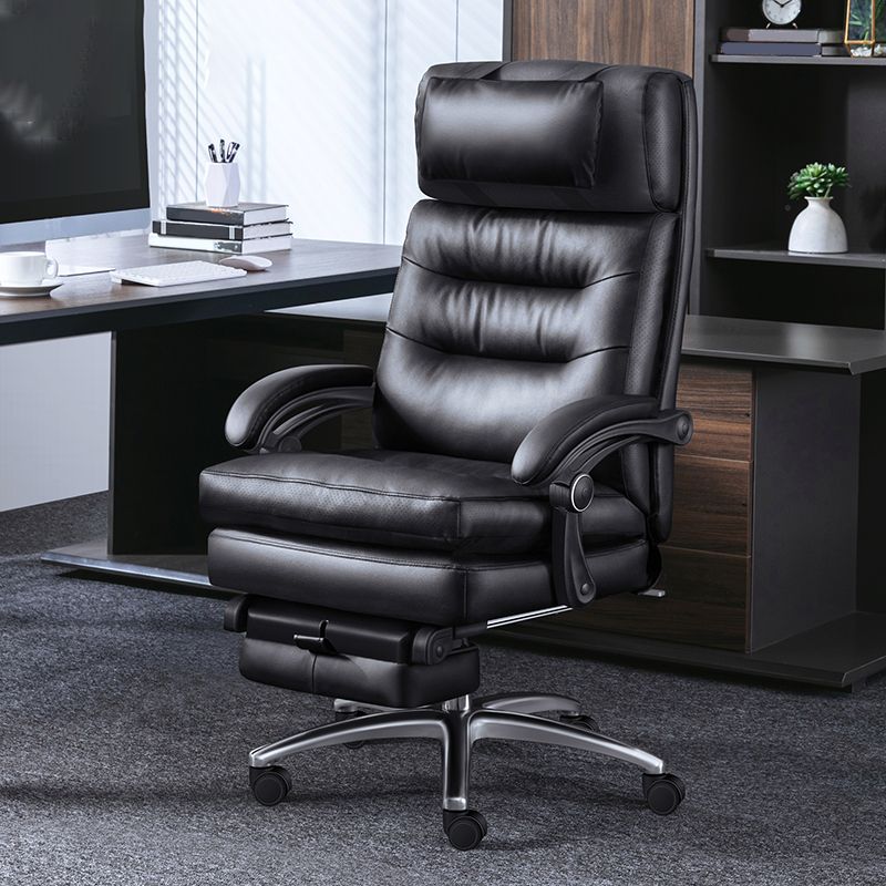 Modern Padded Arms Chair Leather Tilt Mechanism No Distressing Ergonomic Desk Chair