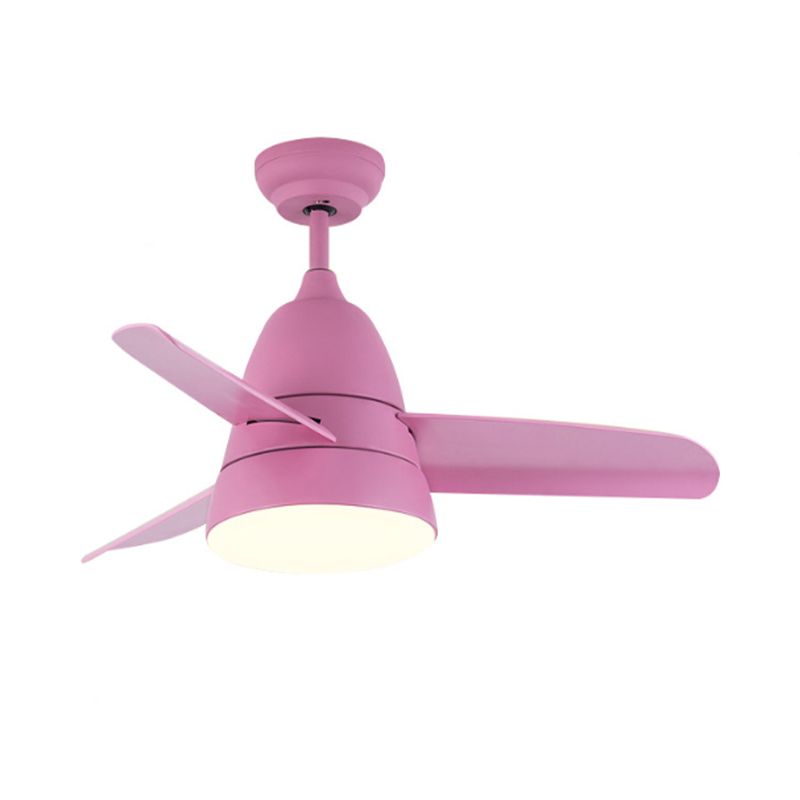 Metalen cirkel plafondventilator lamp kinderen 1 licht zwart/wit/roze 3 bladen semi -flush licht voor woonkamer, 36 "breedte