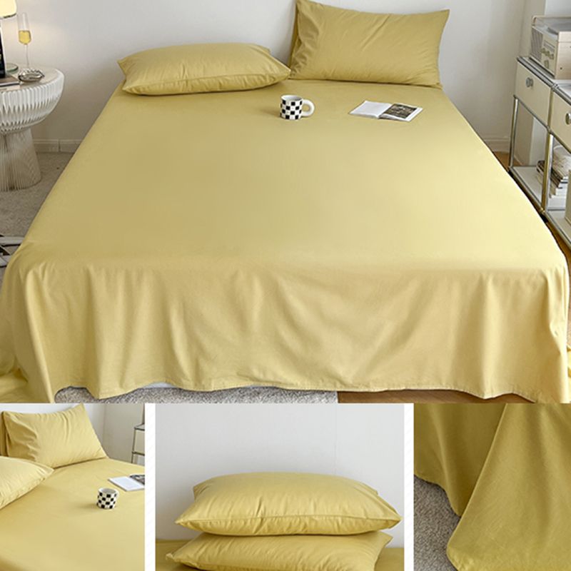 Cotton Plain Bed Sheet Breathable Fade Resistant Bed Sheet Set