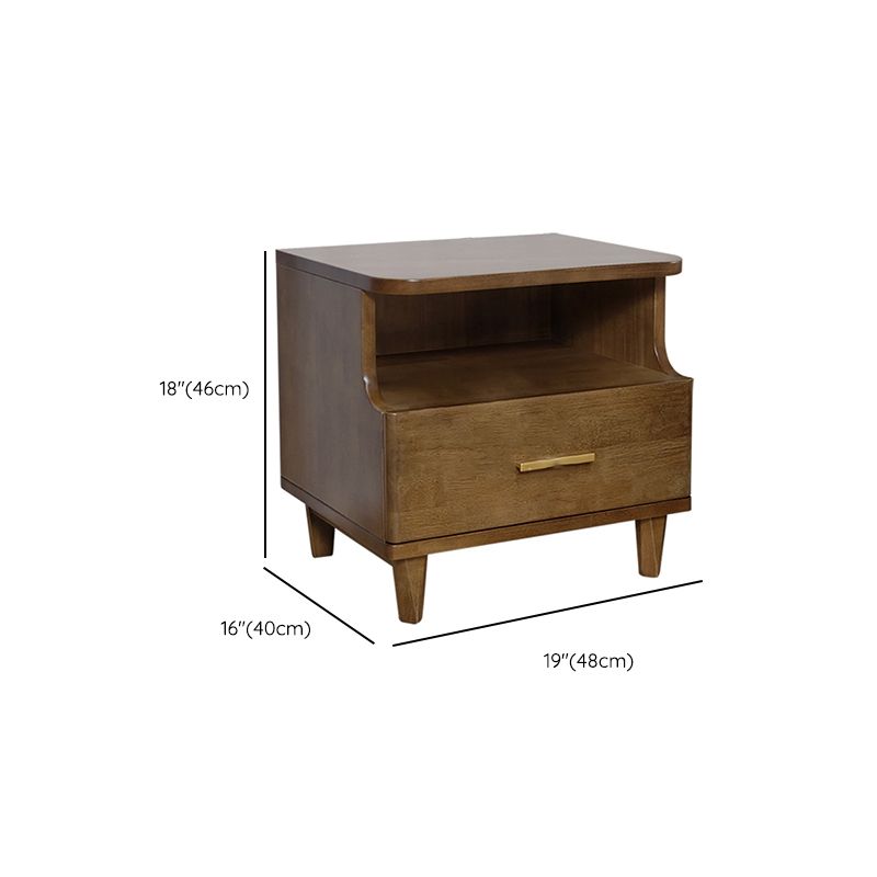 Glam Rubber Wood Accent Table Nightstand Drawers Included with Legs