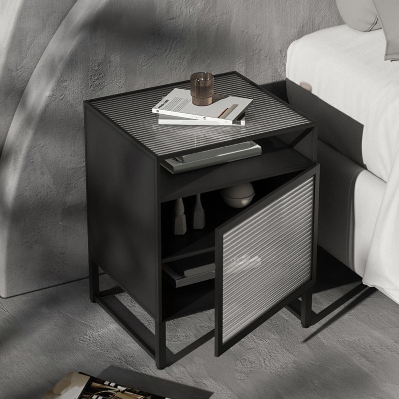 Modern Lower Shelf Night Stand Glass Bedside Cabinet for Bedroom