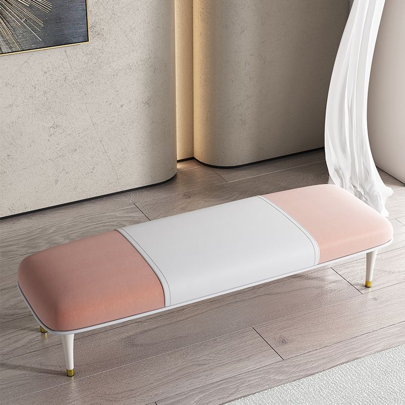 Modern Upholstered Bench, 17"H Bedroom Seating Bench with Solid Wood Legs