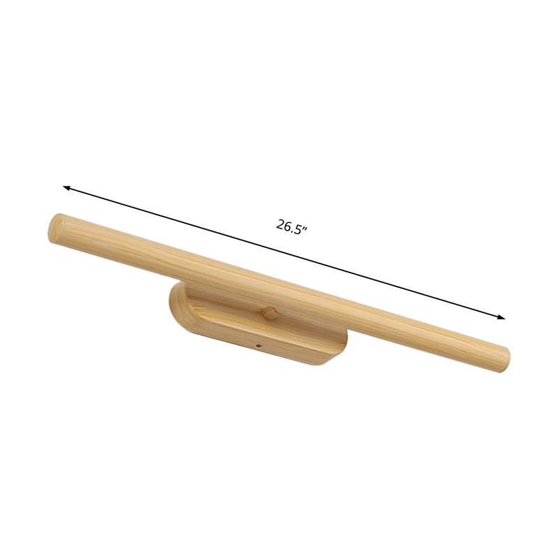 Tubo de madera tocador lámpara de pared modernista 19 "/23"/27 "LED de tocador de tocador de pared beige de ancho de ancho con luz blanca/cálida/natural