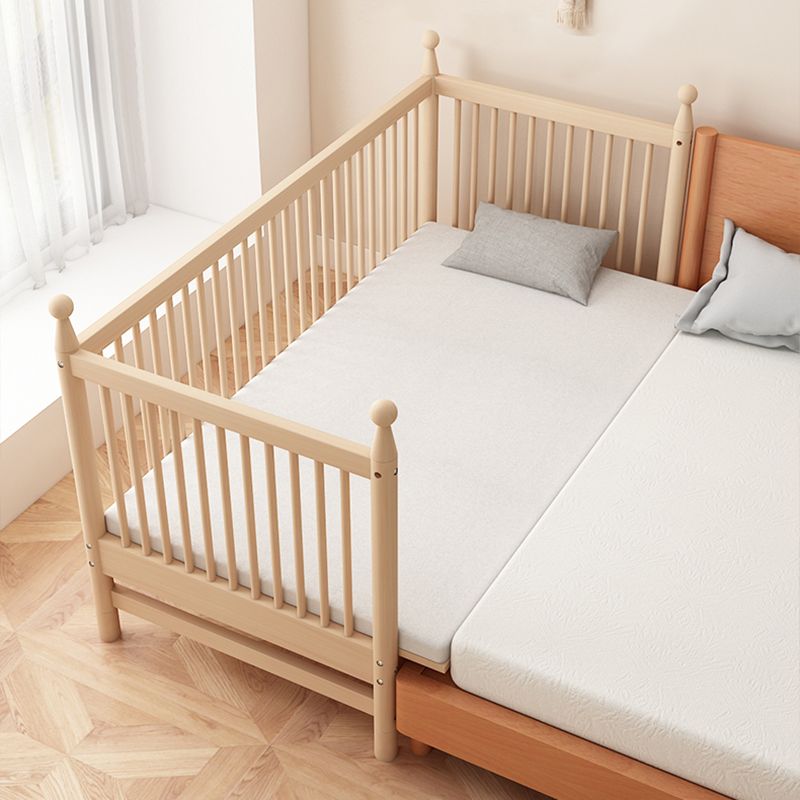 Solid Wood Kids Bed Natural Toddler Bed with Detachable Guardrails