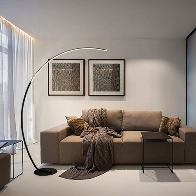 Aluminum Arc Shaped Floor Lamp Minimalist LED Standing Light for Living Room