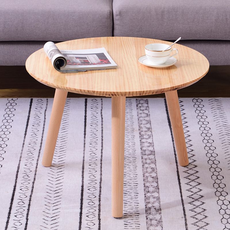 Traditional Style Cocktail Table White/wood Color Rubber Wood Round Coffee Table