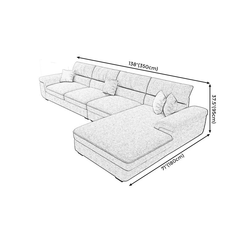 Blue Scandinavian L-Shape Pillow Top Arm Sectional Sofa with High Back