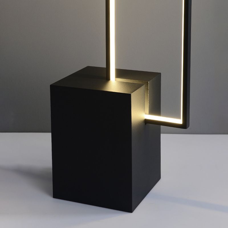 Minimalist Rectangular Standing Light Metallic Living Room LED Floor Light in Black