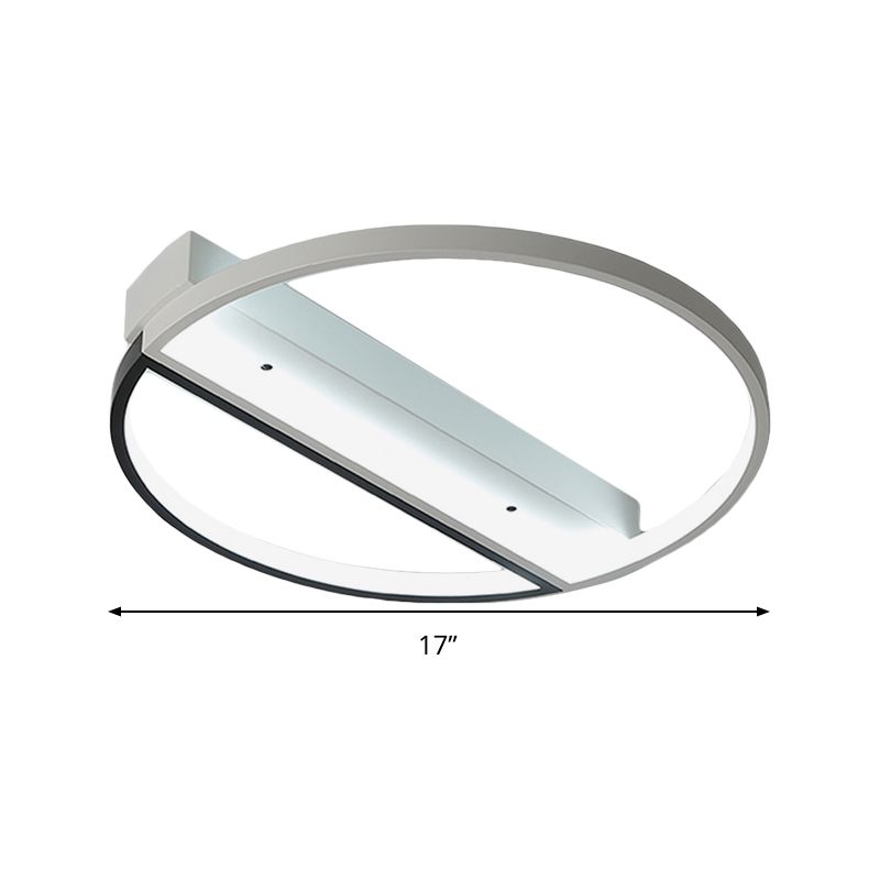 Black and White Ring Flush Mount Lighting Minimalist Acrylic LED Ceiling Light Fixture in Warm/White Light/Remote Control Stepless Dimming, 17"/21.5" Wide