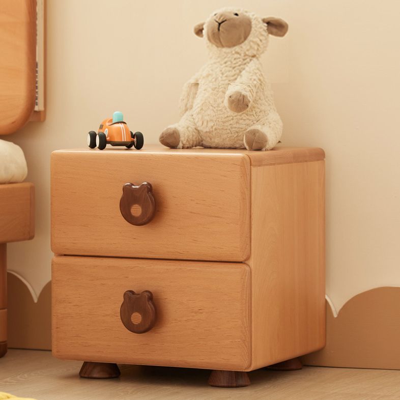 Natural Kids Bedside Table Modern Minimalist End Table for Nursery with Drawers