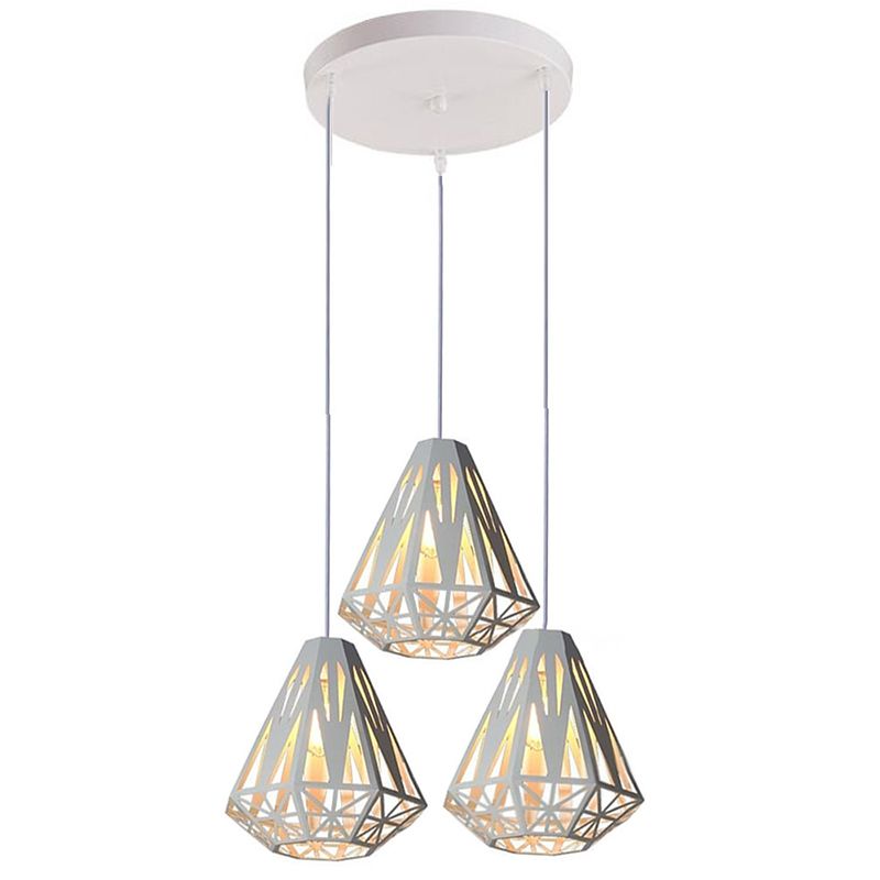 Industrial Cluster Ceiling Light, 3-Light, Ironic Geometrical Shades