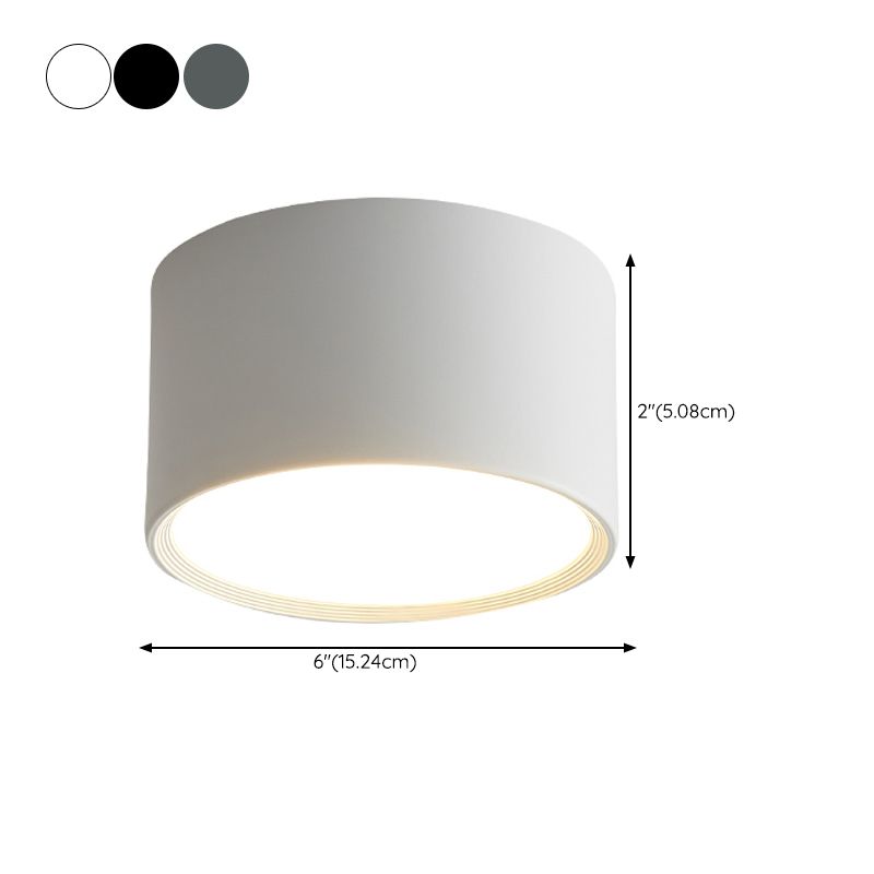 LED Modern Metal Flush Mount Cylinder Shape Ceiling Light with Acrylic Shade for Bedroom