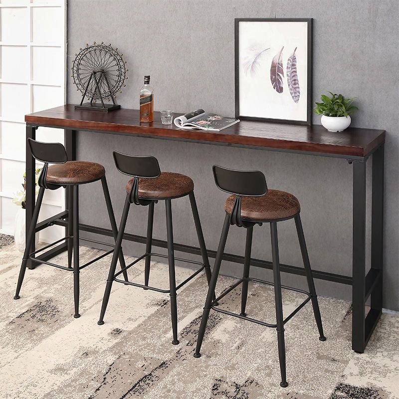 Industrial Rectangle Bar Counter Table Wooden Dining Table for Kitchen