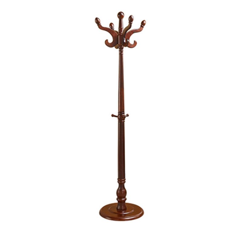 Traditional Coat Rack Plain Solid Wood Coat Rack with Round Bottom