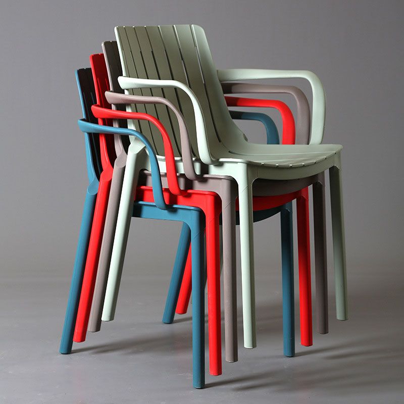 Contemporary Style Stackable Chairs Dining Arm Chairs with Plastic Legs