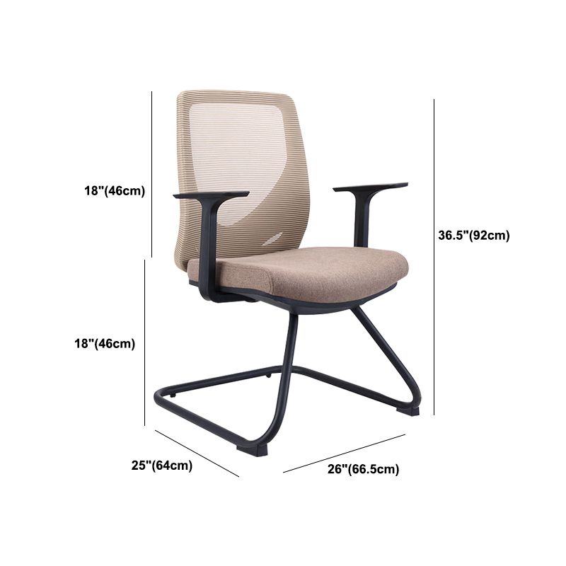 Contemporary Arm Chair Fixed Arms Brown Mid Back Office Chair