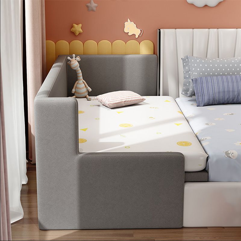 Glam Nursery Crib Pine with Guardrail Wood Gray Upholstered Nursery Bed