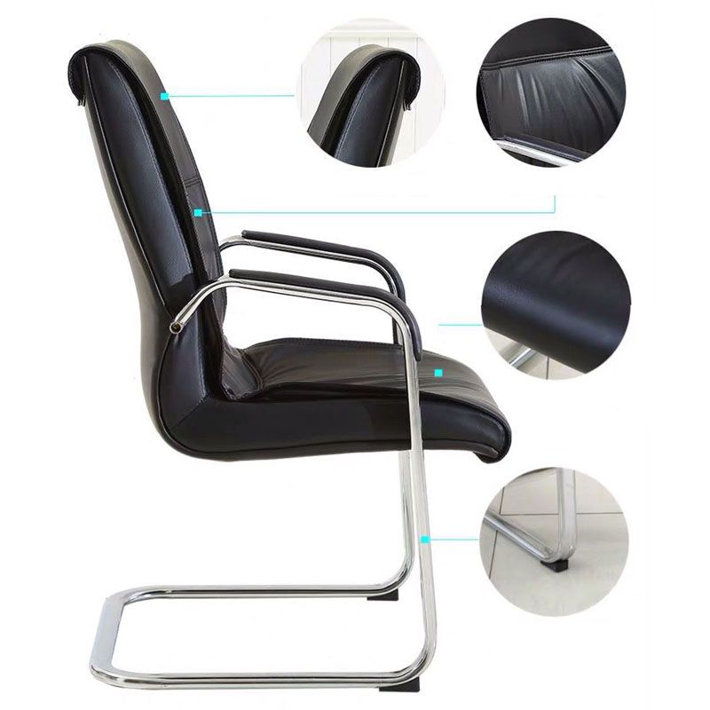 Modern Leather and Metal Desk Chair with Mid Back Home Office Chair