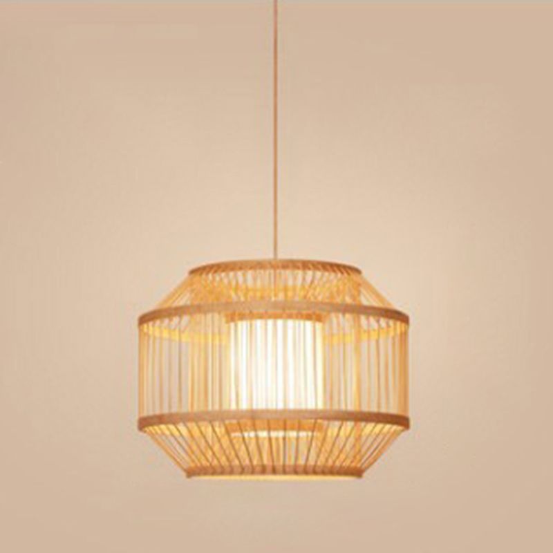 Birgin Bambou Bamboo tissage Éclairage Pendentif Pendre de style japonais Shade 1-Light Suspended Lampe