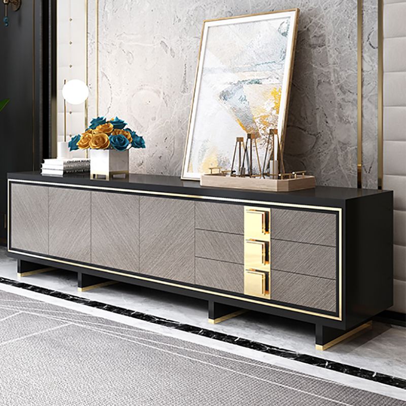 Glam TV Media Console Wood Media Console TV Stand with 3 Drawers