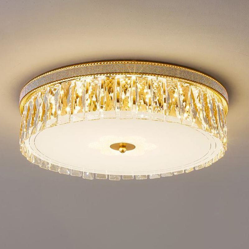 Crystal Round Flush Mount Lights Contemporary Style 1 Light Flush Mount Fixture