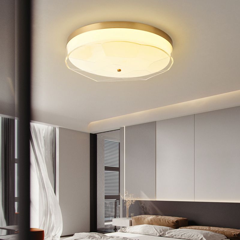 Modern Flush Light Gold Ceiling Lighting with Brass and Acrylic for Bedroom