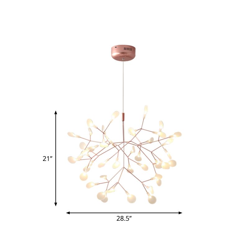 Acrylic Tree Branch Hanging Pendant Light Simple LED Ceiling Chandelier in Rose Gold